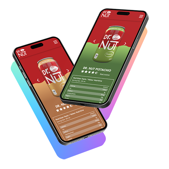 two phones with my Dr. Nut products page open
